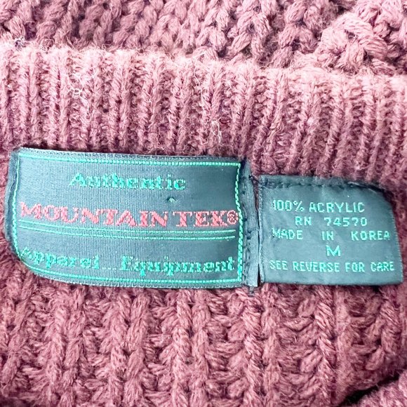 Mountain Tek Sweater Men Medium Maroon Knit Pullover Crew Heavyweight Vintage - Picture 3 of 9